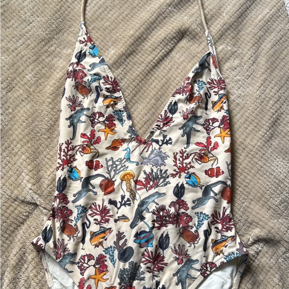 Lacoste Marine Life Print One Piece Swimsuit